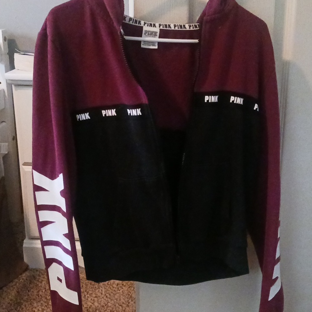 PINK medium zip up hoodie